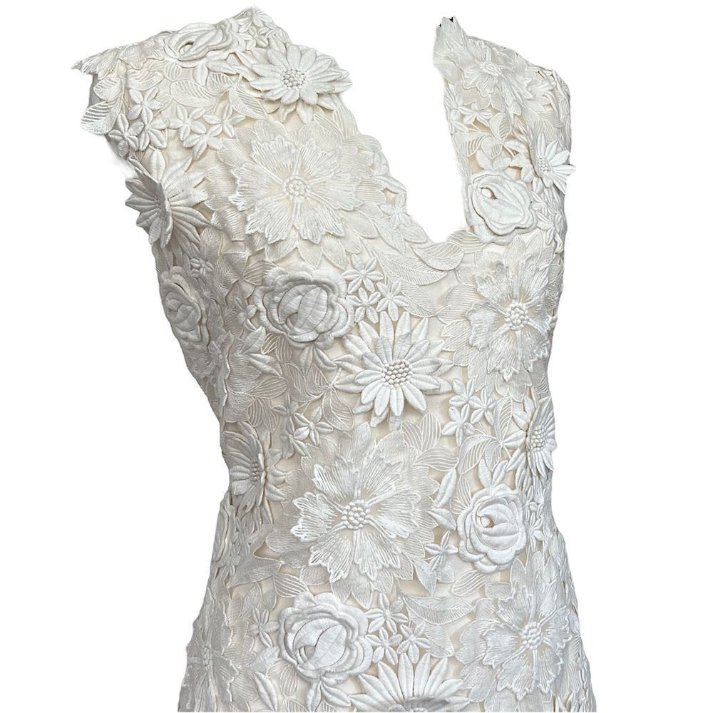 Tory Burch Merida White Floral Lace V-Neck Sleeveless Dress - Picture 5 of 15